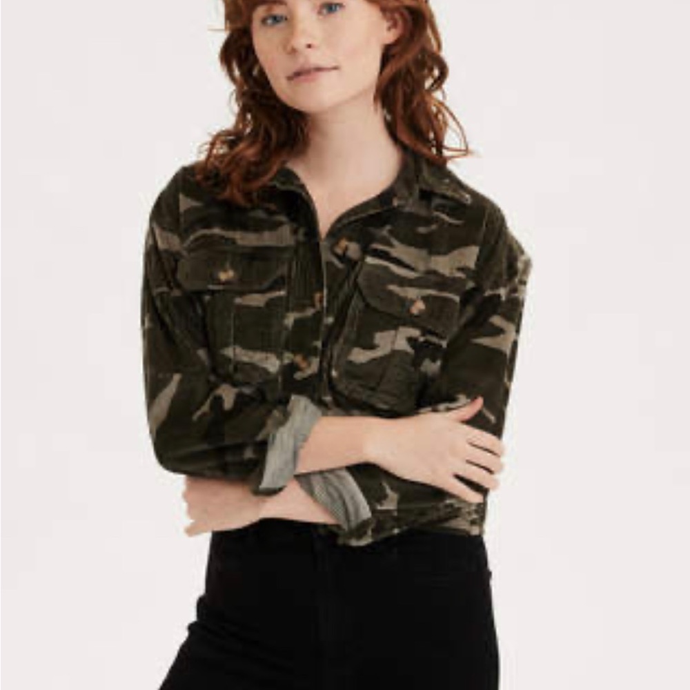 AE corduroy camo shacket